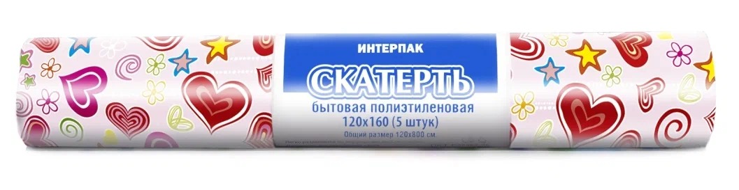 Скатерть в рулоне в ассортименте 120*800/35 мкм , ПВД 1/25