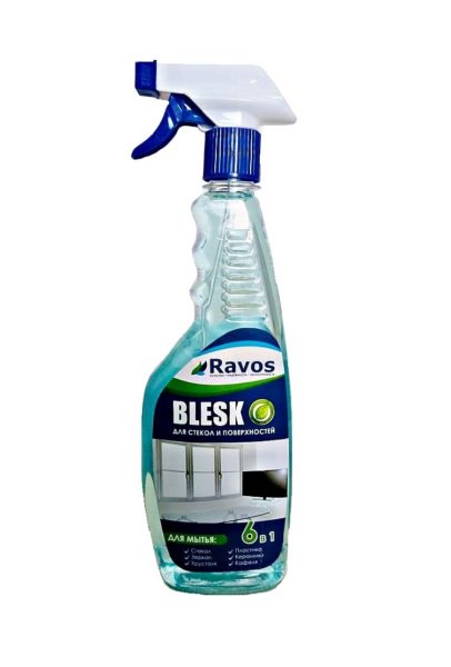 Стеклоочиститель для зеркал, хрусталя и стекол Blesk (Блеск) 0,5л с триггером ПЭТ "Ravos" 1/14